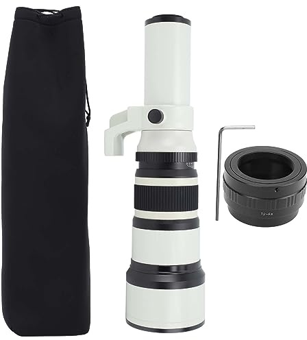 500mm F6.3 Teleobiettivo Manuale, Obiettivo Achromatic da 4 Elementi e 4 Gruppi, Nero - Alta Precisione, Corpo in Lega, Adatto per Fotografia Naturalistica e da Lunga Distanza (Blanc)