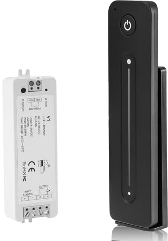2.4GHz RF Fernsteuerung Dimmschalter Wandmontage LED Strip Controller Touch RemoteLED Dimmer Controller mit Fernbedienung, DC 5V-36V 8A （Black）
