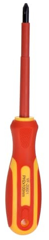 QUARKZMAN Destornillador Aislado VDE 1000V PH2 X 100mm Magnético Phillips CR-V Destornilladores Eléctricos Con Mango VDE Y Punta Magnética Phillips