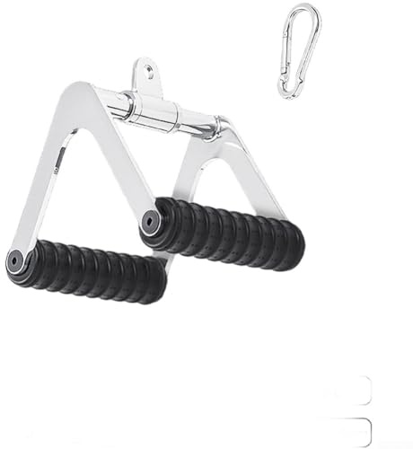 HEBEOT Pull Down Handle Heavy Duty Steel TPE Construction 360 Swivel Connection Superior Grip Comfort 14x17x14cm Size 560g Weight for Cable Machine Lat Pulldown Seated Row(103)