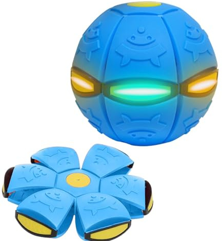 BAInuai Hüpfball Kinder, Hüpfball Für Kinder, Magische Fliegende Untertasse, leuchtendes Haustierspielzeug, Dual-Form Frei Umschaltbar Mit 6 Lichtern Für Eltern-Kind-Spiele (Blue)