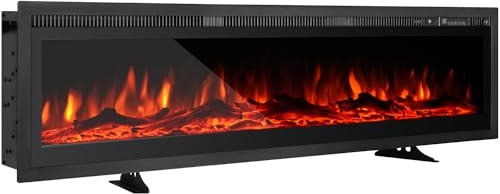 Elektrokamin Freistehend, An der Wand montiert, Eingebaut, 9-farbig Flammeneffekt, Fernbedienung 900W-1800W, elektrische Heizung mit Kristall (102 cm/40)