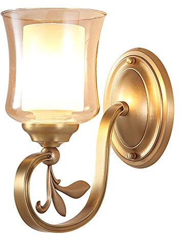 Wall Sconces for Bedroom Wall Light Sconce Single Lighting Double Glass Lampshade Explosion-Proof Resistant to High Temperature E27 Base Lights
