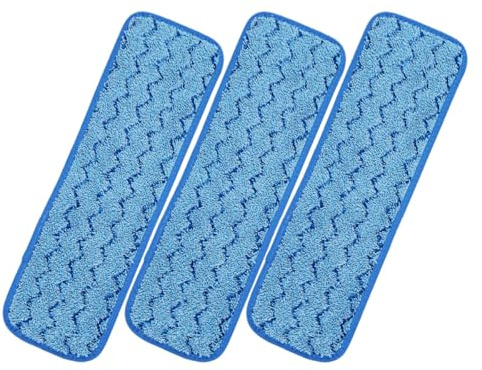 Ciieeo Recharge de Tête de Balai Microfibre Bleue, Lot de 3 Pièces, Lingettes Réutilisables et Lavables pour Nettoyage des Sols