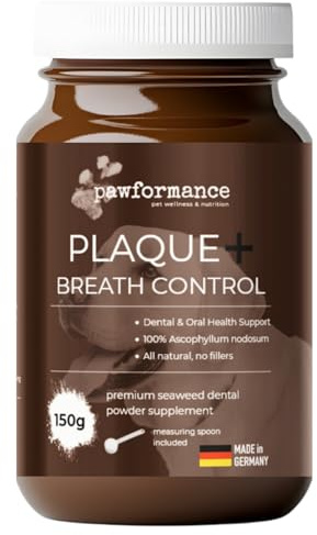 Dog Dental Powder for Plaque & Tartar | Made in Germany | 100% Natural Seaweed (Ascophyllum Nodosum) | Fresh Breath & Gum Support | No Brushing Required | 150g Pawformance