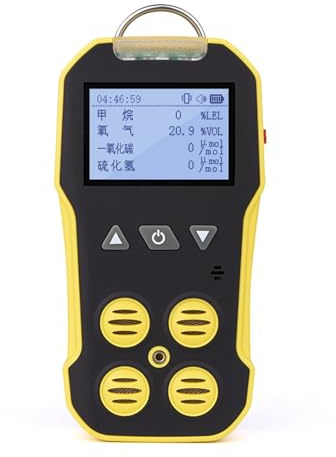 Detector multigas Cuatro en uno, analizador de Fugas de Gases combustibles con alarmas de vibración, visuales y sonoras. Interior/Exterior(H2S)