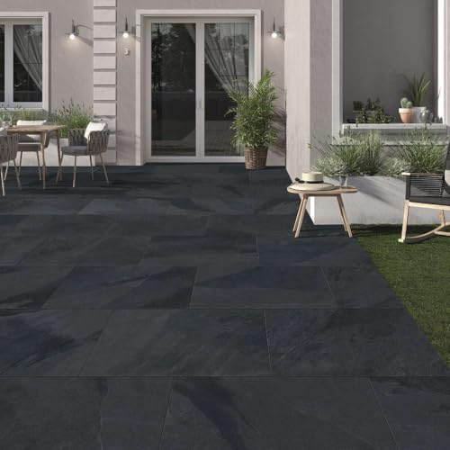 Stonewise Brazilian Black 600x900mm Outdoor Porcelain Paving Slabs – Pack of 10 (5.5m²) – Slip-Resistant Garden & Patio Tiles