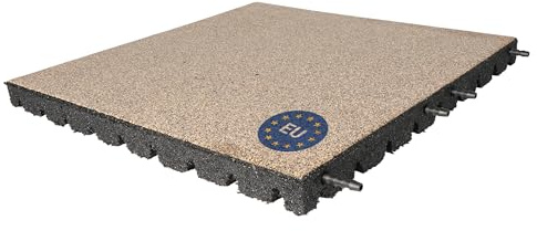 Gartenpirat Fallschutzmatte 50x50 cm 40 mm Wüstensand – Gummimatte für öffentliche Spielplätze EN 1177 – Bodenschutzmatte Garten Spielturm – rutschfest wetterfest schadstofffrei – Innen & Außen