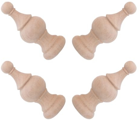 SEWACC Lot de 4 Embouts de Poteaux en Bois Brut pour Décoration Maison, Matériel Robuste en Bois Naturel, pour Balustrades D'escalier et Projets Créatifs Plusieurs styles