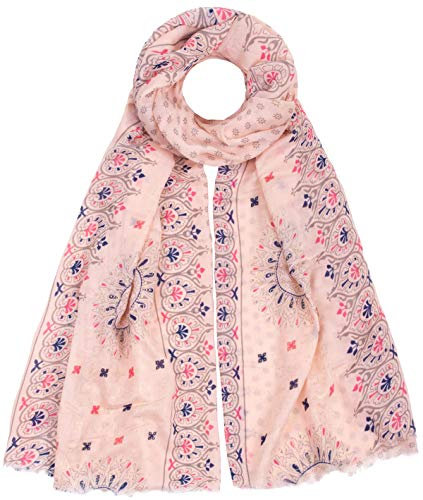 Faera Damen Schal Orient Ornamente Gold-Glitzer weich und leicht Einheitsgröße in verschiedenen Farben, SCHAL Farbe:Rosé