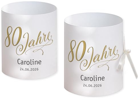 Set 8 x Lichthülle für Tischlicht Geburtstag personalisiert Jahre nach Wunsch