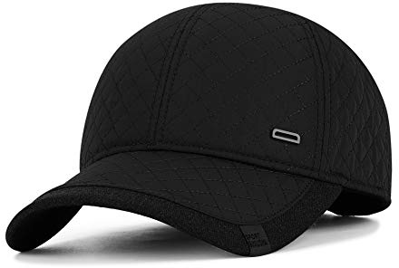 Baseball Cap Herren Wintermütze mit Ohrenklappen Verstellbare Baseballmütze Outdoor Sport Schirmmütze Ohrenschützer Winddichter Basecap Winter Warme Kappe Einfarbiger Herrencap für Alltag Freizeit