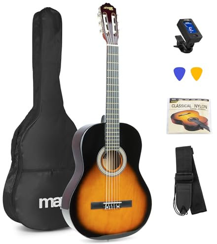 MAX SoloArt Sunburst Acoustic Guitar Starter Kit, Full-Size Beginner Guitars Set with Accessories and 6 Months Lessons, Starter Bundle for New Players
