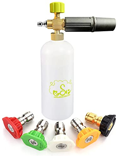 ESP Foam Cannon 1L Car Wash Foam Sprayer with 1/4 Quick Connector, 5 Nozzle Tips for Pressure Washer