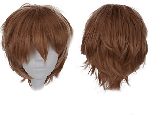 Gairyan Ljusbrun Peruk Kvinnor Män Unisex Anime Cosplay Peruk Rak Syntetisk Peruk 15 cm 50-66 cm