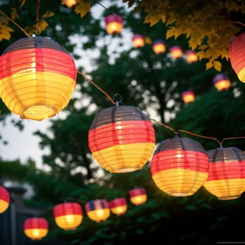 Gartenmama 3 Meter LED Small Mini Lampions Lichterkette Batterie 20er Nylon Klein Papier mit Timer Fernbedienung für Innen Außen Sommer Deko Balkon