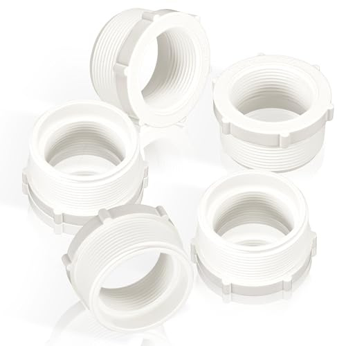 Wenqik 5 Pcs PVC Pipe Fitting 2 Male Thread to 1-1/2female Thread Reducer Bushing PVC Adapter Pipe Fittings Male to Female Threaded Pipe Sink Drain Adapter for Connecting Pipe