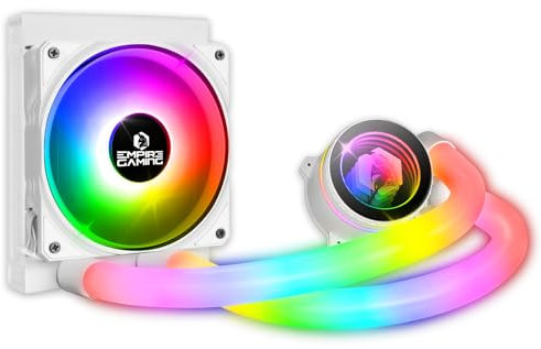 EMPIRE GAMING Guardian P-W120 Watercooling AIO PC Gamer – CPU Kühlung Flüssigkeit ARGB 3 Pins 5V – 1x120MM – Intel LGA 1700/1200/115X/1366/2066/2011, AMD AM5/AM4 – Weiß