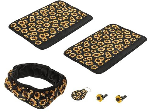 iplusmile Sonnenblumen Lenkradbezug Set Teiliges Autozubehör Stylisches Und Atmungsaktives Innenraum-accessoire Verstellbar Für Lenkradgrößen Langlebig Und Schweißabsorbierend