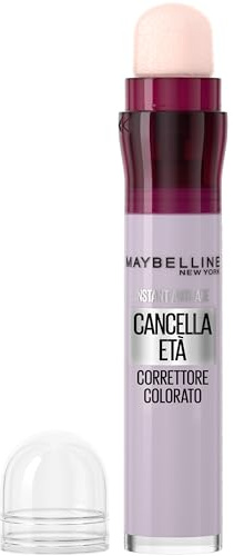Maybelline New York Correttore Colorato Cancella Età, Copertura Facile e Veloce di Imperfezioni e Discromie, Con Bacche di Goji e Haloxyl, Cancella Età, Tonalità: Viola, 6.8 ml