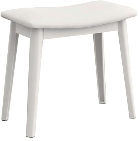 Balama Hocker Schminktisch Sitzhocker Badhocker Weiß gepolstert 47x28x45cm mit robustem Kunstleder und stabilen Kunststoffbeinen, leicht, bis 150kg