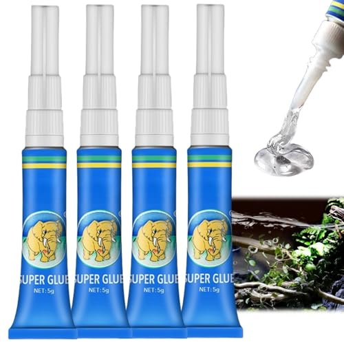 4PCS Aquarium Safe Glue for Plants, Moss, and Aquascaping - Fast Curing and Waterproof Sealant for Fish Tanks, Clear Silicone Aquarium Sealant