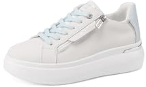 QUEEN HELENA Zapatillas de cuero genuino zapatillas de deporte plataforma mujer QH9001, blanco y azul, 40 EU