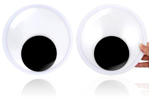 2 Stück Wackelaugen Selbstklebend Groß, 18cm Riesige Kulleraugen Runde Wiggle Googly Augen Große Klebrige Kulleraugen Bastelaugen, Wiggle Googly Eyes Kunststoff Puppe Augen Kulleraugens Für DIY