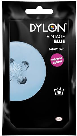 DYLON Hand Dye, Fabric Dye Sachet for Clothes, Soft Furnishings and Projects, 50 g - Vintage Blue