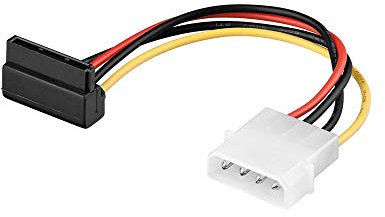 Goobay 93030 Cavo Elettrico/Adattatore a Y per PC, Connettore 5.25 a 2 SATA da 90°, 0.13m Lunghezza del Cavo