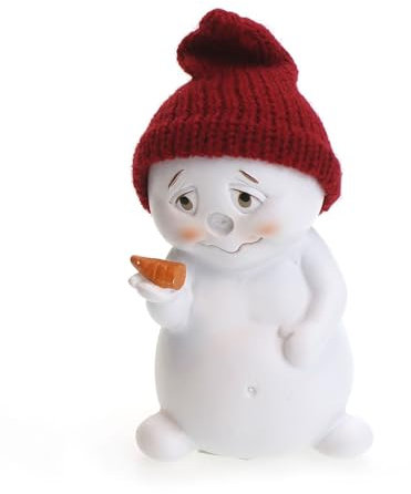 TEMPELWELT Deko Figur Schneemann stehend 11 cm groß, Keramik weiß Wintermütze Textil Stoff grau, Dekofigur Deko Winter Weihnachten Winterdeko