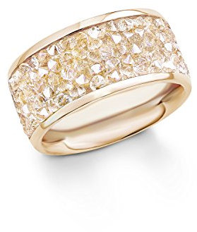 s. Oliver Damen-Ring Swarovski Elements Edelstahl teilvergoldet Kristall weiß Rundschliff Gr. 52 (16.6) - 540285