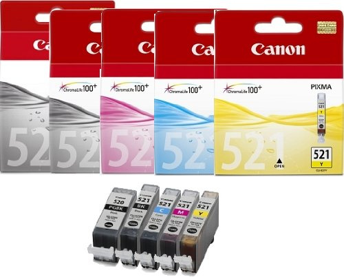 Canon 5 Pixma MP550 Original Printer Ink Cartridges - Cyan/Magenta/Yellow/Black/Large Black