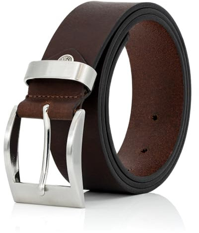 LINDENMANN Leder-Gürtel Herren 40 mm breit, Gürtel Herren Vollrindleder dunkelbraun, Größe/Size:Bundweite 95 cm Gesamtlänge 110 cm W 37.4 L
