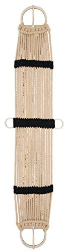 Weaver Equine Rayon 17 Strand Horse Cinch, Anti-Slip Saddle Cinch Girth with Flat Buckle, Western Horse Riding Supplies, ‎Tan/Black