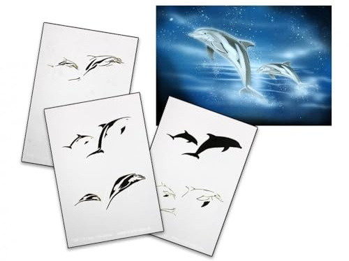 AS-038 Delphin Step by Step Airbrushschablone Größe M