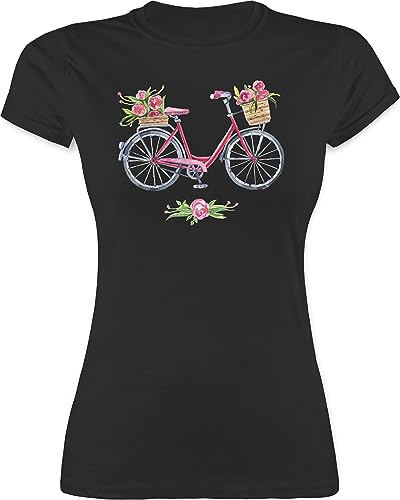 Shirtracer - Shirt Damen - Retro - Vintage Fahrrad mit Blumen I