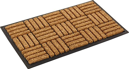 Kempf Coco Coir Inlaid Doormat, 18 x 30, Natural Fiber Indoor/Outdoor Welcome Mat with Durable Non-Slip Backing for Front Door Entrances