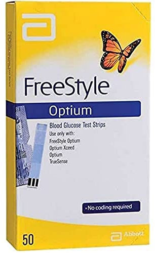 Abbott Freestyle Optium Blood Glucose Test Strips, 50 Strips