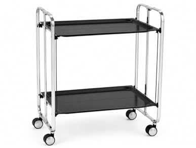 DON HIERRO - Servierwagen Bauhaus 2 Tabletts mit verchromtem Rahmen-Schwarz