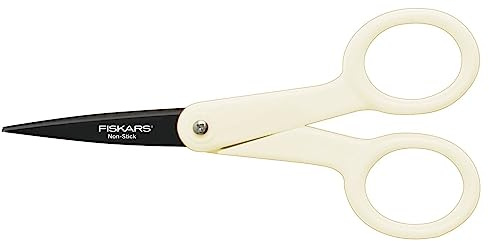 Fiskars Ciseaux antiadhésifs Micro-Tip, Longueur: 12 cm, Pour droitiers et gauchers, Blanc, 1004682