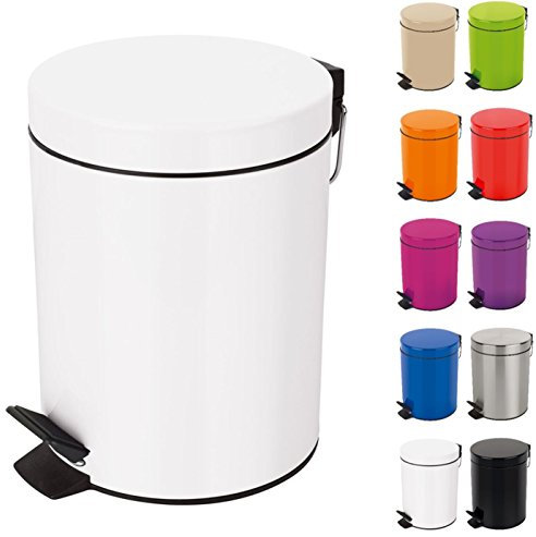 Spirella - Treteimer aus Edelstahl Modell Sydney - Modernes Design, Einfache Öffnung, Herausnehmbarer Inneneimer - Badezimmer- oder Küchenzubehör - Weiß - 3L