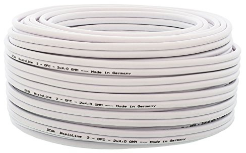 DCSk 50m - 2x4mm² Lautsprecherkabel weiß - OFC Kupferkabel für HiFi/Audio - 99,99% Kupfer Boxenkabel mit Isolierung