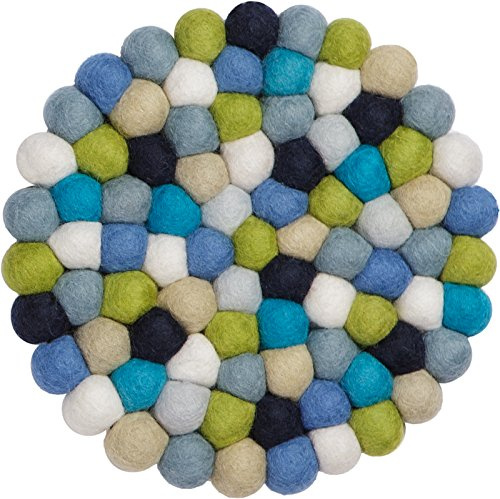 Myfelt Fritz Filzkugel-Topfuntersetzer, rund, Schurwolle, Bunt, 20 cm