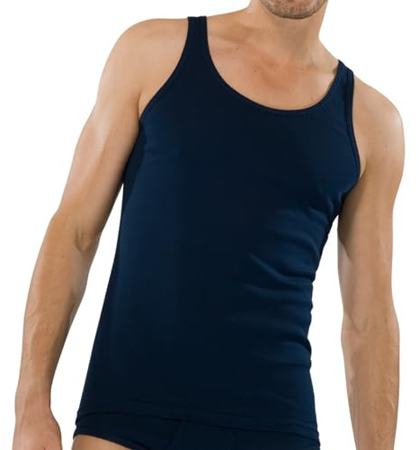 Schiesser Herren Fijn RIPP 5120 Unterhemd, Navyblau (815), L EU