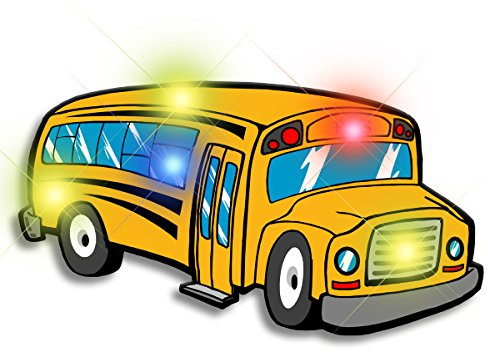 Light Up School Bus Flashing Blinking LED Body Light Lapel Pins (5-Pack)