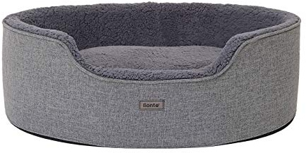 lionto Panier Chien avec Coussin réversible Panier Chat lit Chien Peluche Lavable, (M) 83x63 cm Gris