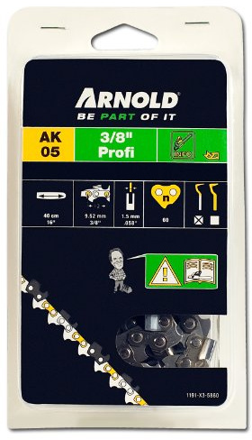 ARNOLD - Sägekette 3/8 Zoll Profi, 1.5 mm, 60 Treibglieder, 40 cm Schwert; 1191-X3-5860
