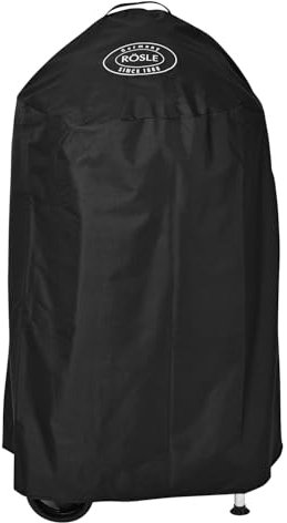RÖSLE Holzkohle-Kugelgrill Abdeckhaube Smoker No.1 F50/F50-S, Hochwertige Schutzhülle aus 100% Polyester, mit praktischem Klettverschluss zum Fixieren, wasserdicht, Schwarz
