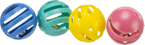 TRIXIE Balles de jeu pour chats - 4 pièces - avec collier - plastique - diverses couleurs - ø 4 cm - 4521